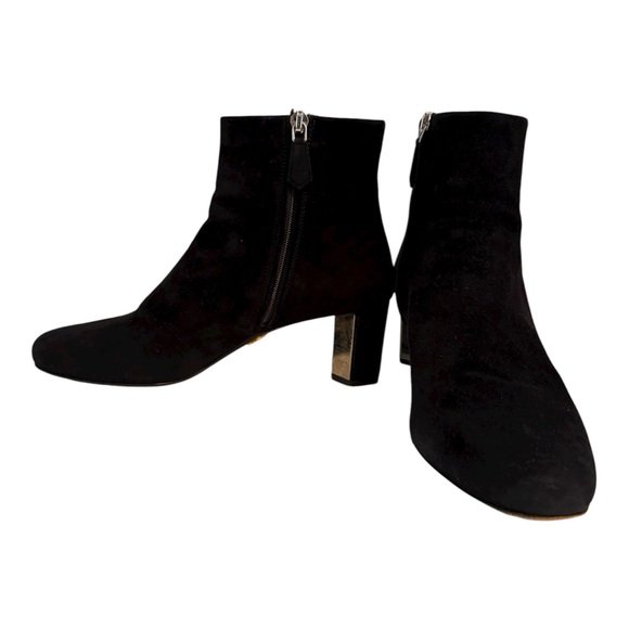 Prada Black Suede Mirror Heel Ankle Boots Size 36.5 (US 6–6.5) - Picture 1 of 9